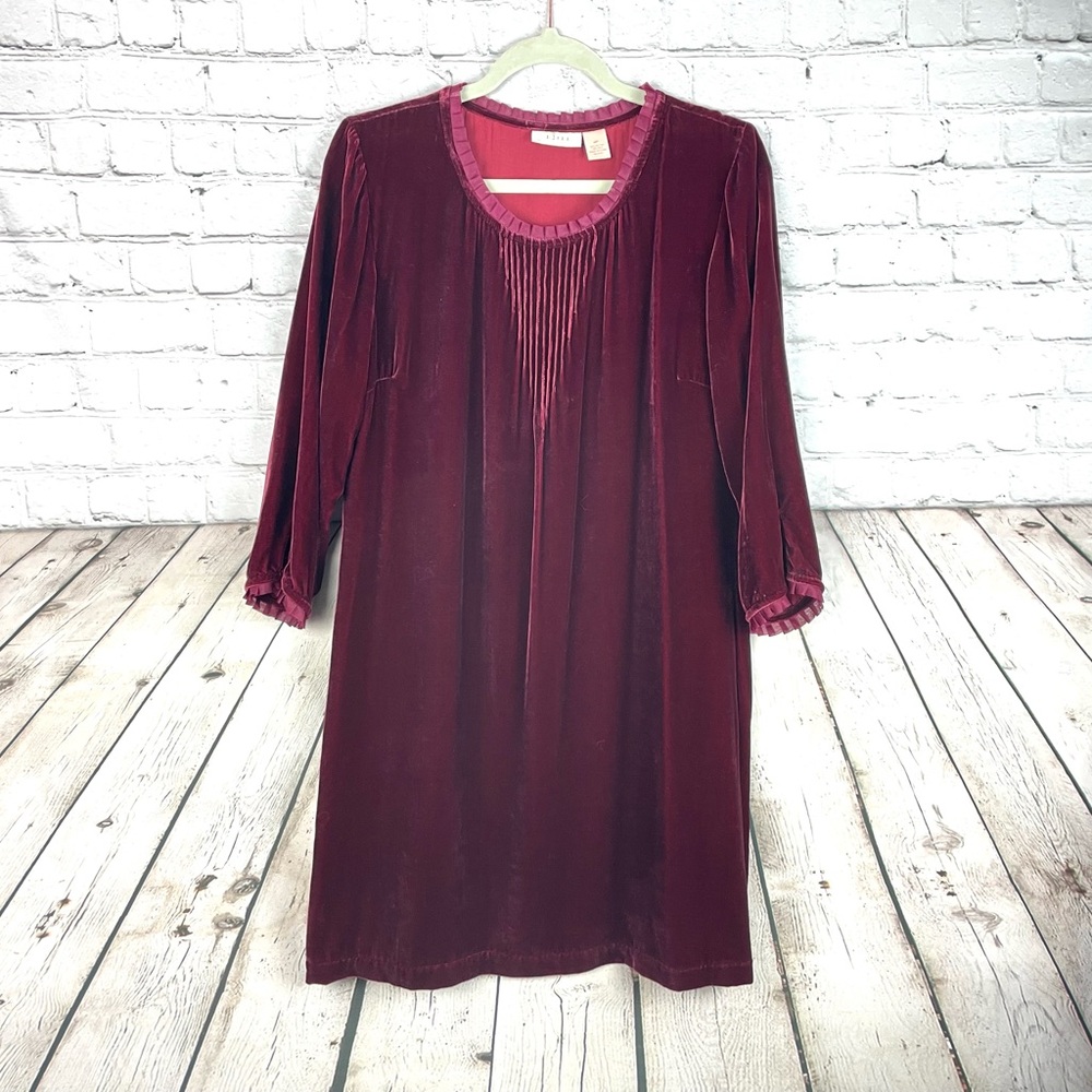 J Jill Size MP Vintage Velvet Peasant Modest Cottagecore Country Dress EUC